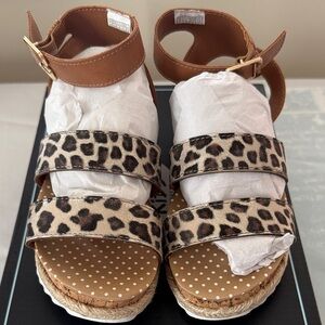 Dr. Scholl's Leopard Print Kids Sandals with Tan Straps